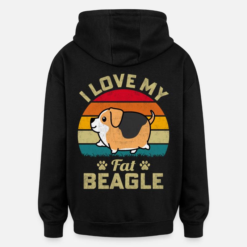 J’aime mon gros Beagle - Sweat à capuche oversize unisexe - noir