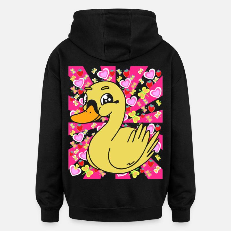 Canards Enfants Enfant Bébé Rétro - Sweat à capuche oversize unisexe - noir