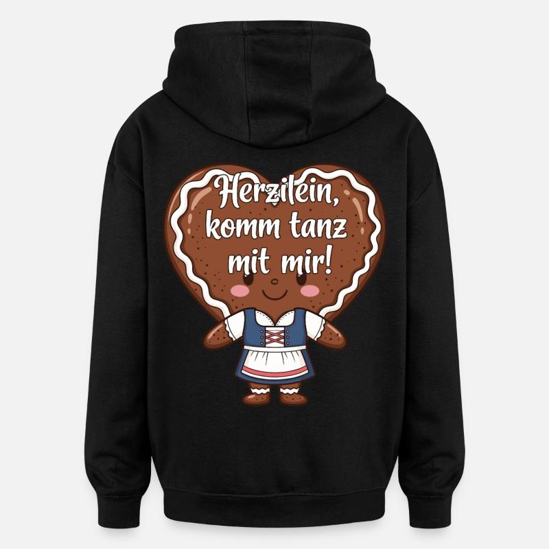 Herzilein, viens danser avec moi ! - Sweat à capuche oversize unisexe - noir