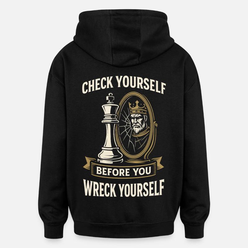 Joueur d’échecs Planche vérifiez-vous, - Sweat à capuche oversize unisexe - noir