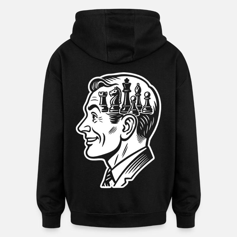 Joueur d’échecs cerveau pièces d’échecs - Sweat à capuche oversize unisexe - noir
