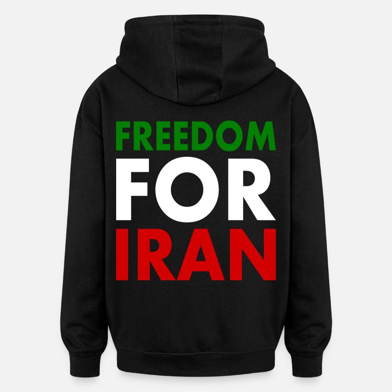Freedom for iran - Sweat à capuche oversize unisexe - noir