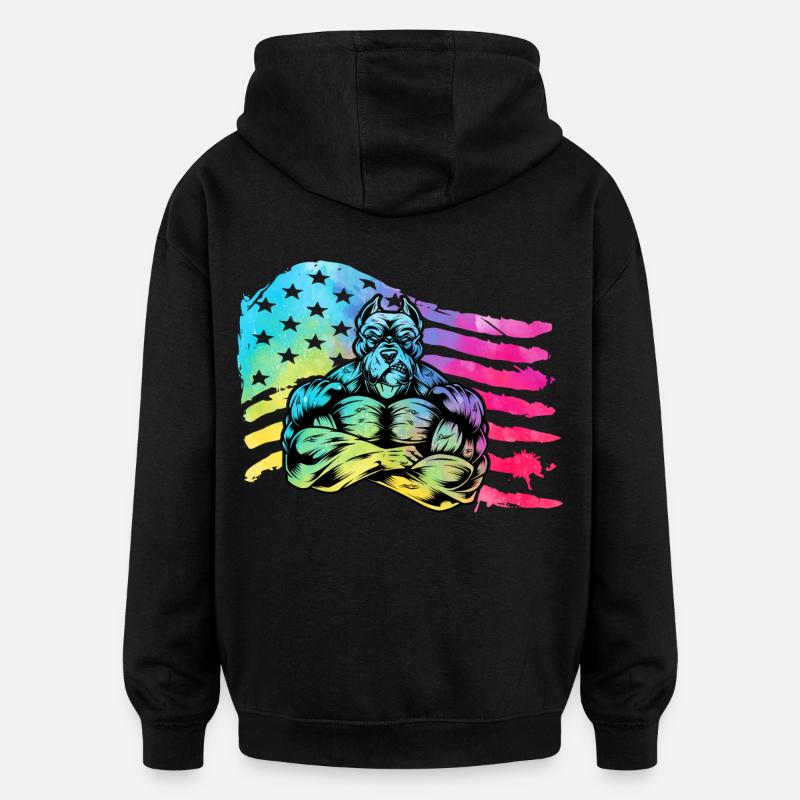 Pitbull États-Unis - Sweat à capuche oversize unisexe - noir