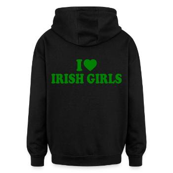 I love irish girls - Oversized Unisex Hoodie - black - Back - Noah (186cm)
