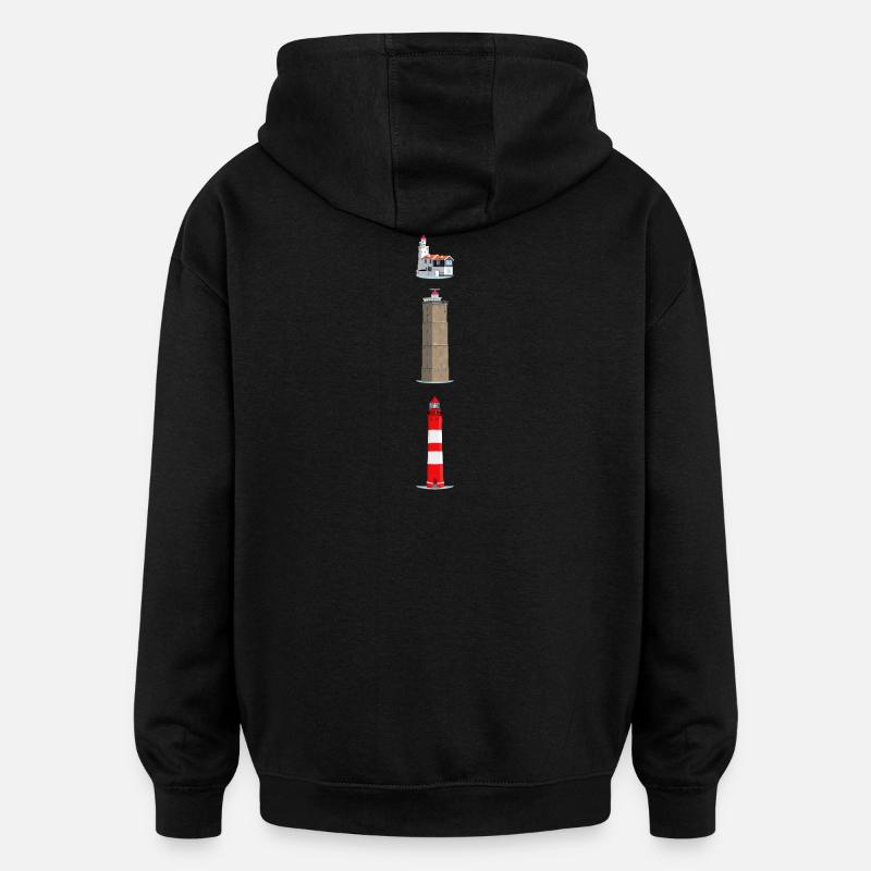 Lighthouses Ameland, Terschelling, Marche - Oversized Unisex Hoodie - black