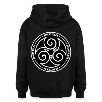 bretagne - breizh triskel 08 - Sweat à capuche oversize unisexe - noir - Dos - Noah (186cm)