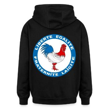 Frankreich Hahn Symbol - Oversized Unisex Hoodie - Schwarz - Hinten - Noah (186cm)