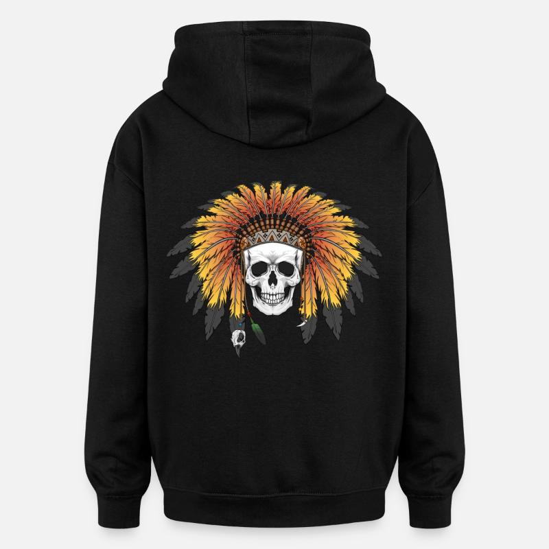 Indian Skull - Sweat à capuche oversize unisexe - noir