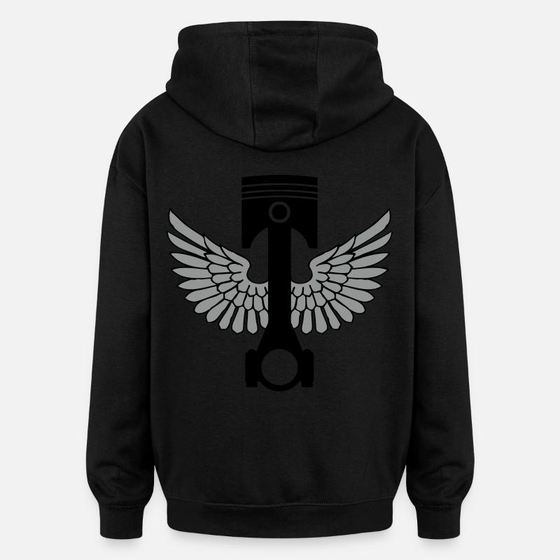 piston and rod 02 - Sweat à capuche oversize unisexe - noir
