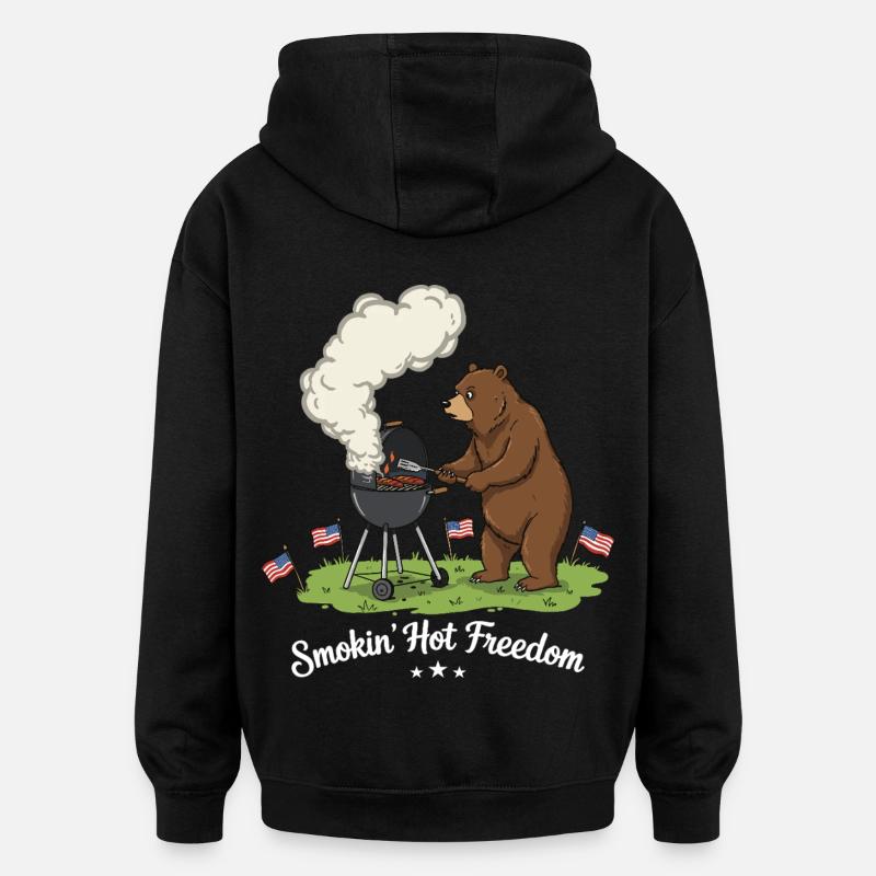 Bärenstarkes Grillvergnügen - Oversized Unisex Hoodie - Schwarz