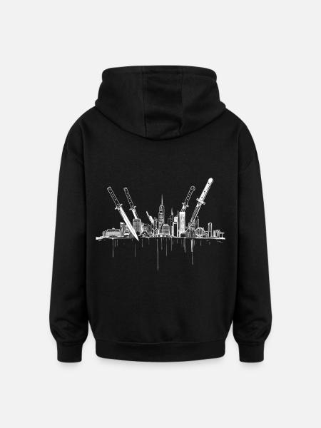 Messer Stadt - Oversized Unisex Hoodie - Schwarz