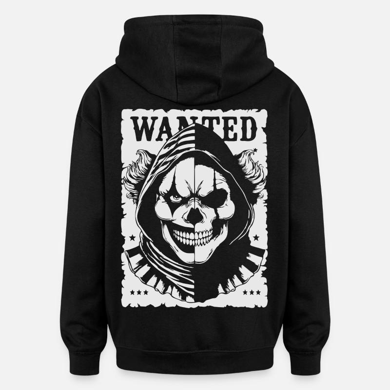 Wanted Skull Pullover Hoodie Poster - Sweat à capuche oversize unisexe - noir
