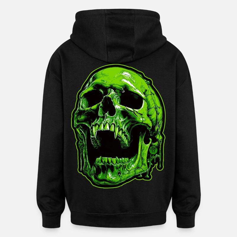 Crâne de vampire vert - Sweat à capuche oversize unisexe - noir