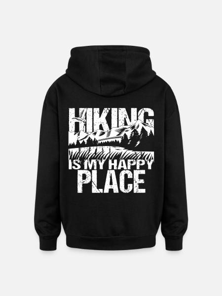 Hiking Is My Happy Place - Oversized Unisex Hoodie - black