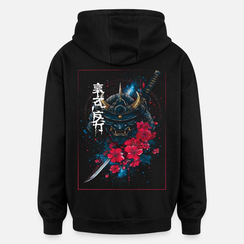 Oni - Japanese Demon Samurai - Oversized Unisex Hoodie - black