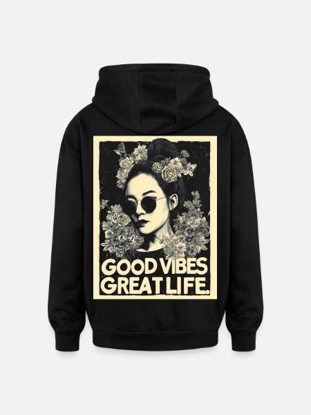 Vibes great Life tattoo - Oversized Unisex Hoodie - black
