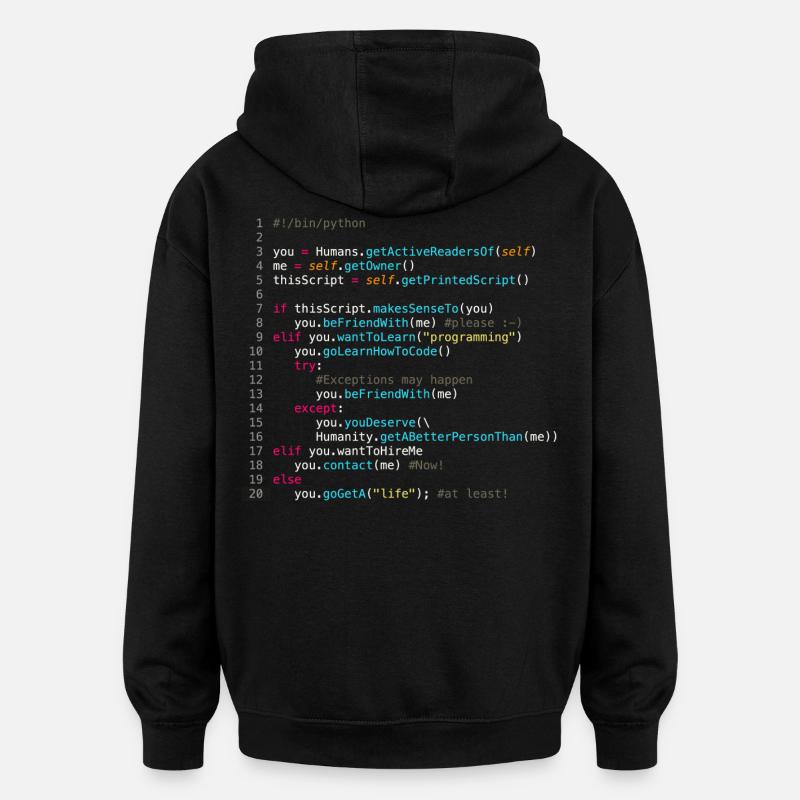 Sei mit Programmierern befreundet (in Python) - Oversized Unisex Hoodie - Schwarz