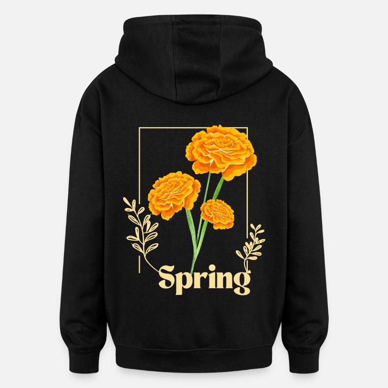Spring Blumen Orange - Oversized Unisex Hoodie - Schwarz