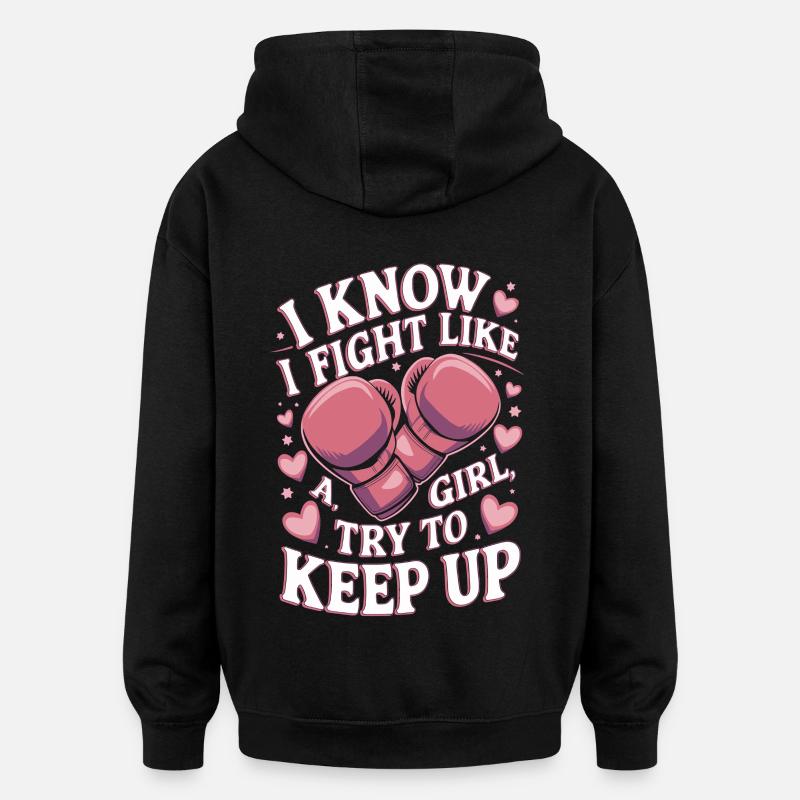 Boxe Femmes Boxe féminine - Sweat à capuche oversize unisexe - noir