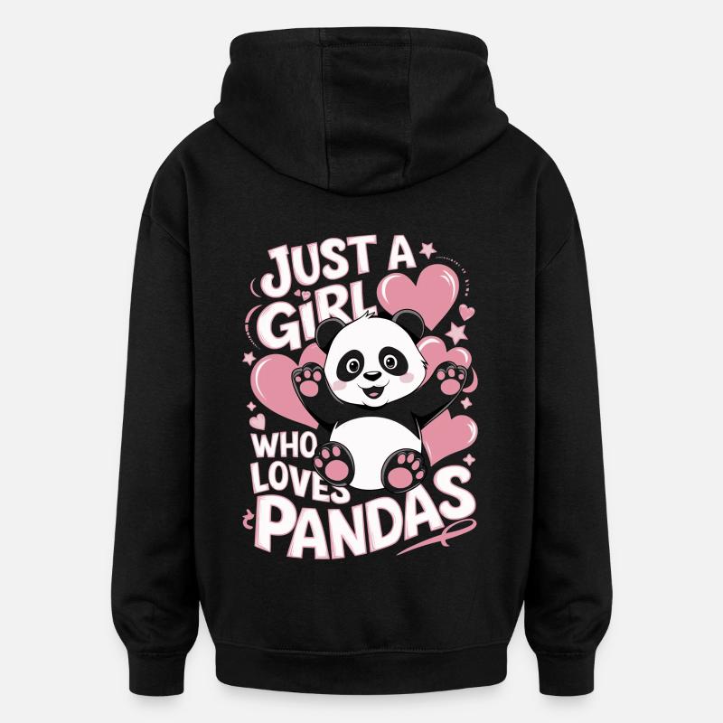 Panda Spruch Mädchen - Oversized Unisex Hoodie - Schwarz