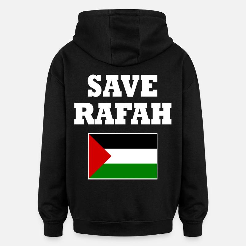 Save rafah - Oversized Unisex Hoodie - black