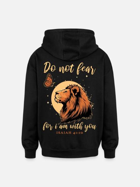 Lion, Butterfly, Bible Verse, Christian - Oversized Unisex Hoodie - black