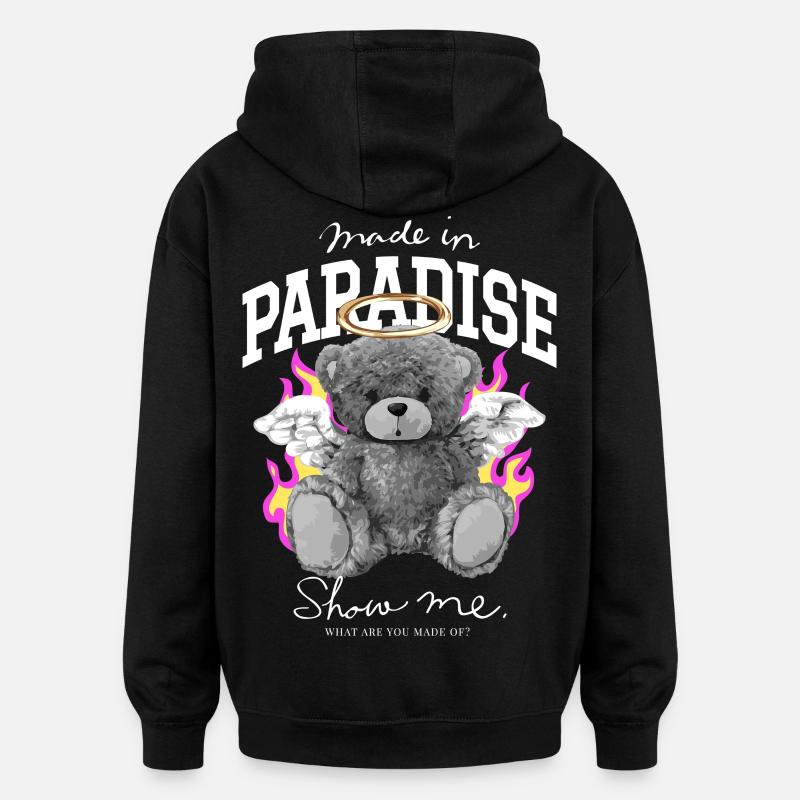 Made in Paradise Bear - Oversized Unisex Hoodie - black
