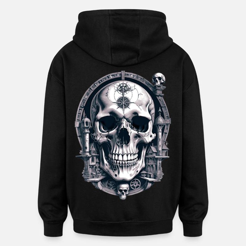 Crâne - Sweat à capuche oversize unisexe - noir