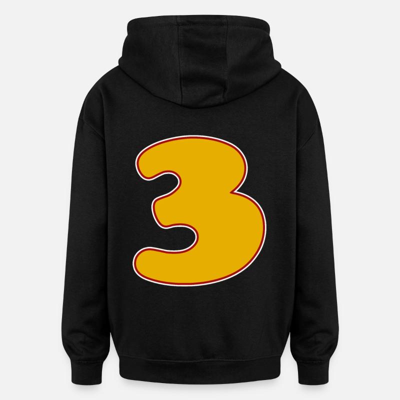 3 - Drei - Oversized Unisex Hoodie - Schwarz