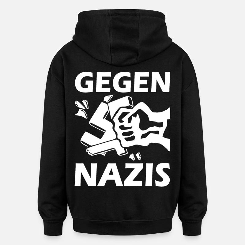 Gegen nazis faust - Oversized Unisex Hoodie - Schwarz