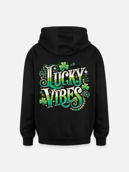 Saint-Patrick Lucky Vibes Design - Sweat à capuche oversize unisexe - noir