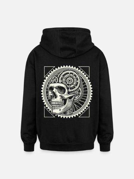 Bicycle Lovers Skull Gears - Oversized Unisex Hoodie - black