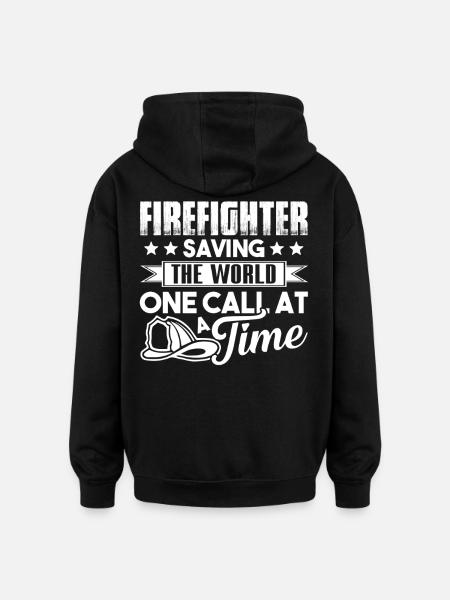 Firefighter Saving The World - Oversized Unisex Hoodie - black