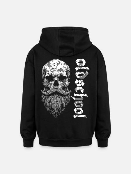 Oldschool Bearded Skull - Oversized Unisex Hoodie - black