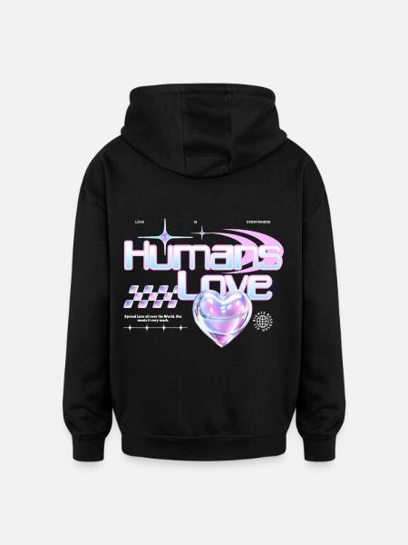 Menschen Liebe - Oversized Unisex Hoodie - Schwarz