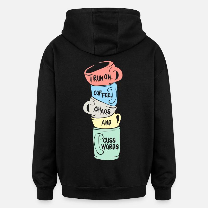 Café - Sweat à capuche oversize unisexe - noir