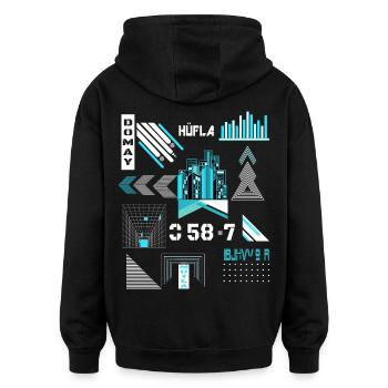 Urbanes Streetwear Shirt Design für jeden Anlass - Oversized Unisex Hoodie - Schwarz - Hinten - Noah (186cm)