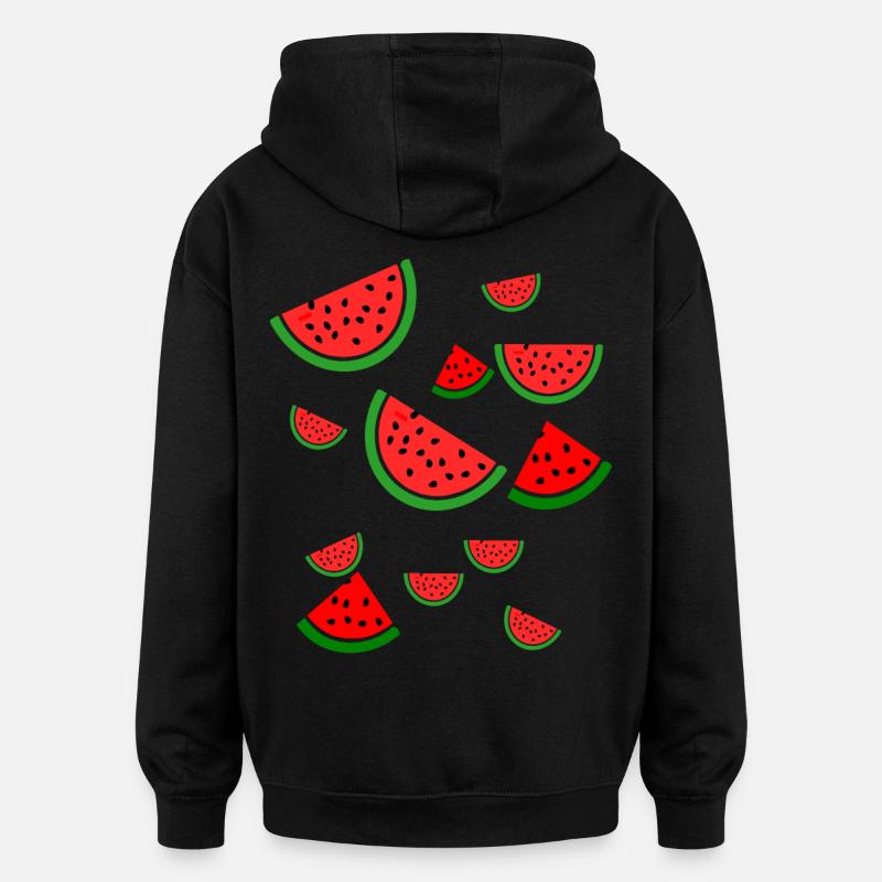 Melon pastèque - Sweat à capuche oversize unisexe - noir