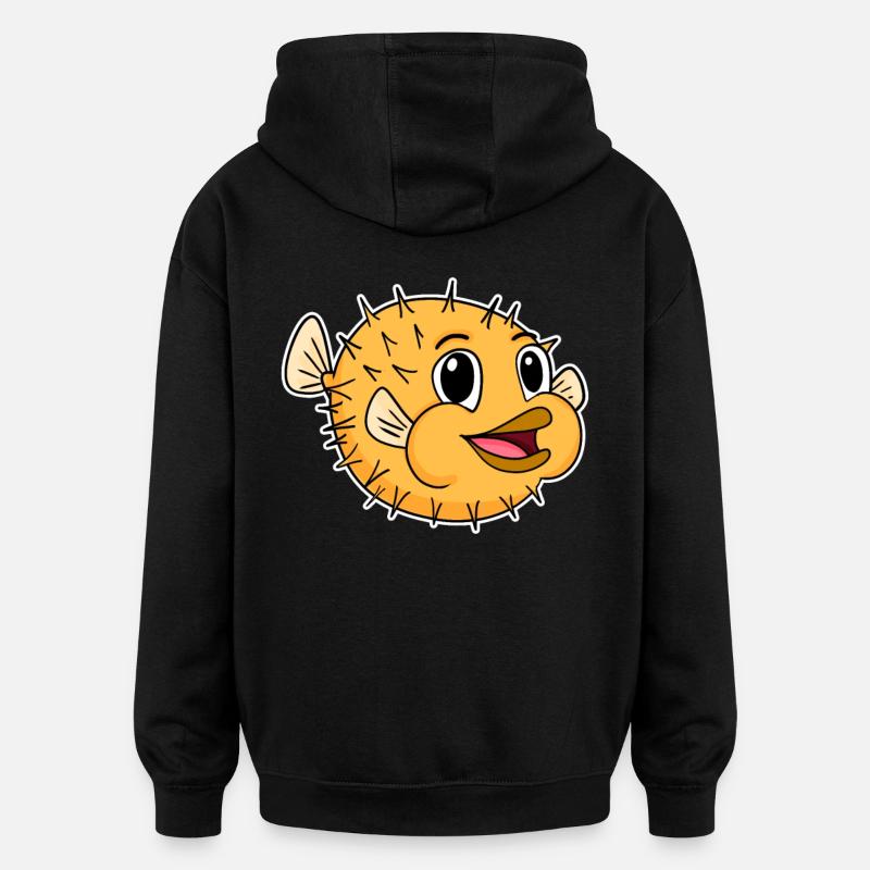 Hedgehog fish fish - Oversized Unisex Hoodie - black
