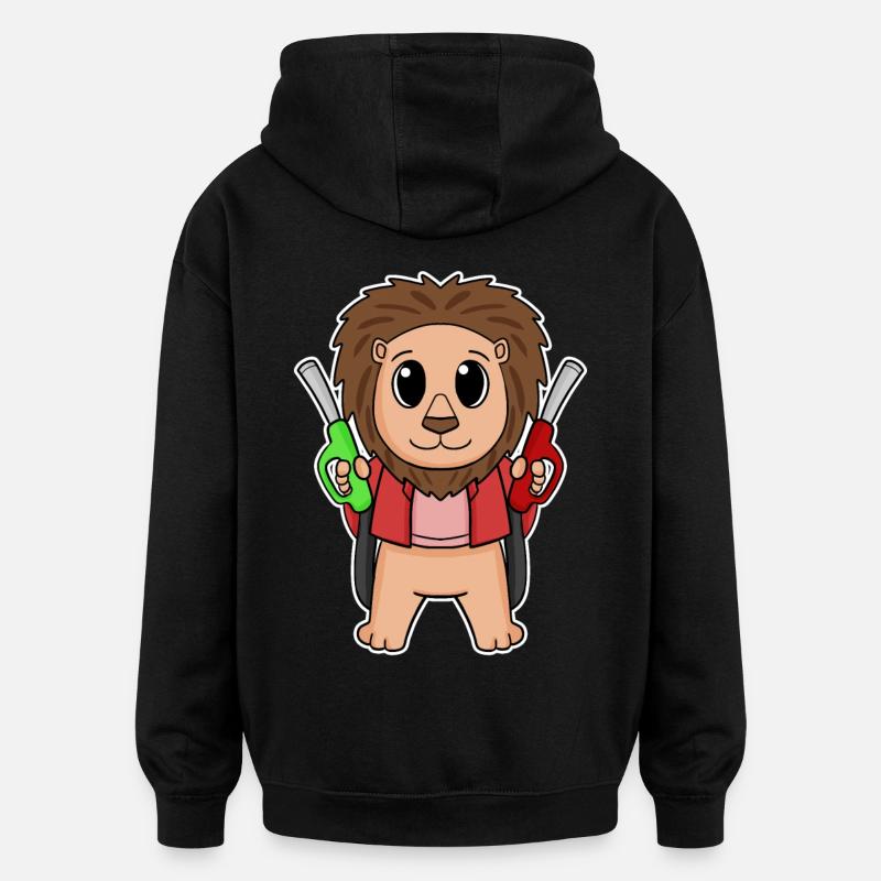Préposé à la station-service Löwe - Sweat à capuche oversize unisexe - noir