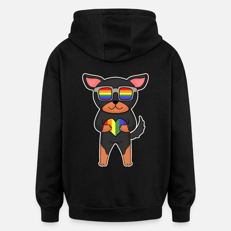 LGBT-koira Lancashire Heeler Sateenkaari - Unisex oversize huppari - musta