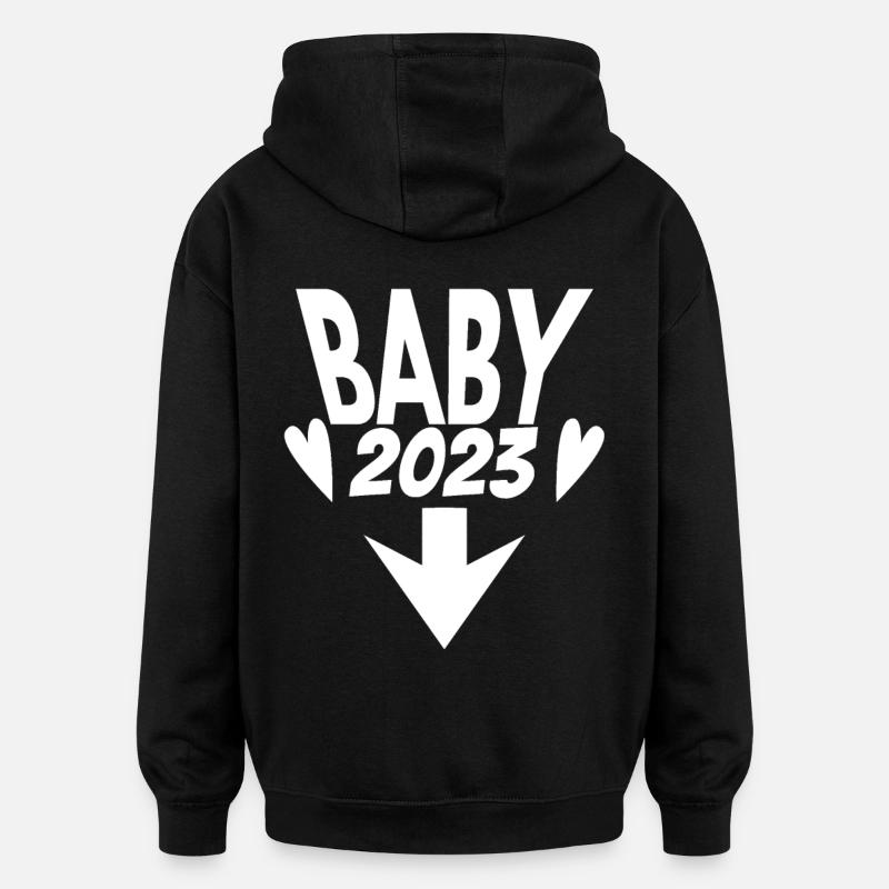 Bébé 2023 Grossesse enceinte - Sweat à capuche oversize unisexe - noir