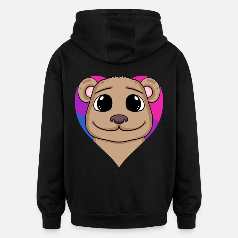 Bisexual Brown Bear Gift - Oversized Unisex Hoodie - black