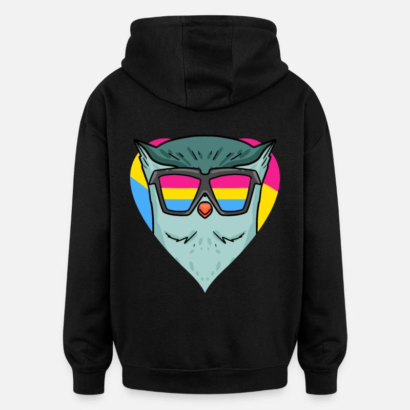 Pansexual Owl Gift - Oversized Unisex Hoodie - black