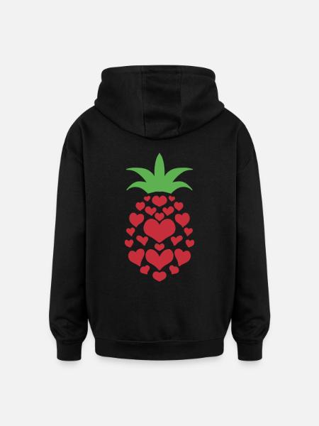 Ananas Herz - Oversized Unisex Hoodie - Schwarz