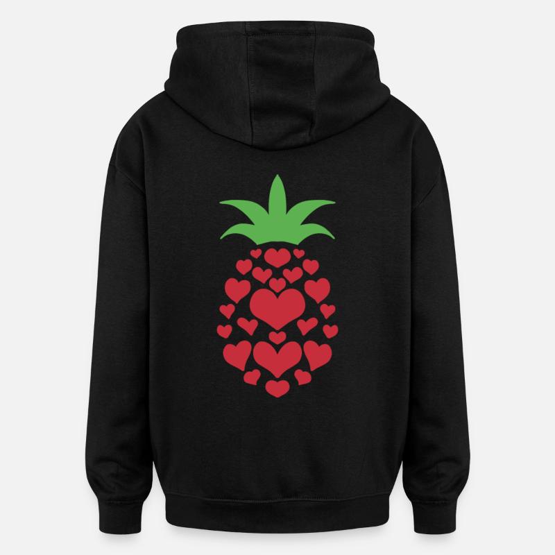 Cœur d’ananas - Sweat à capuche oversize unisexe - noir