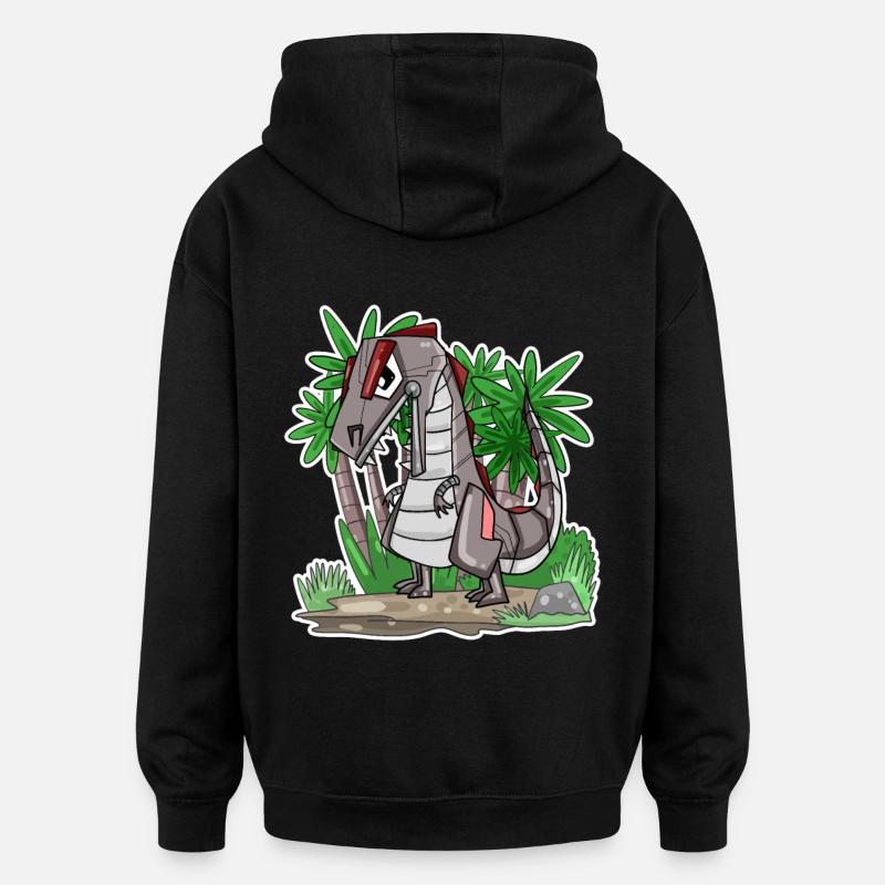 Robot Dino Dinosaur - Oversized Unisex Hoodie - black