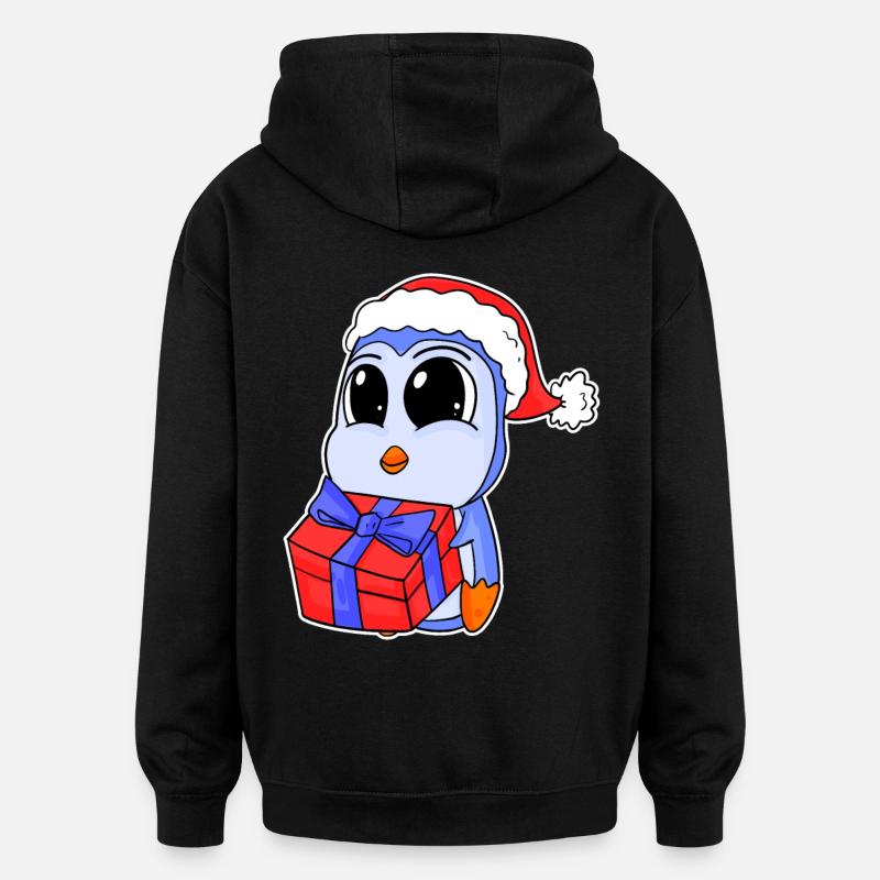 Bébé pingouin Noël - Sweat à capuche oversize unisexe - noir