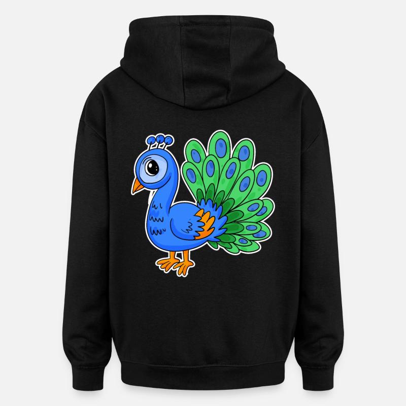 Peacock - Oversized Unisex Hoodie - black