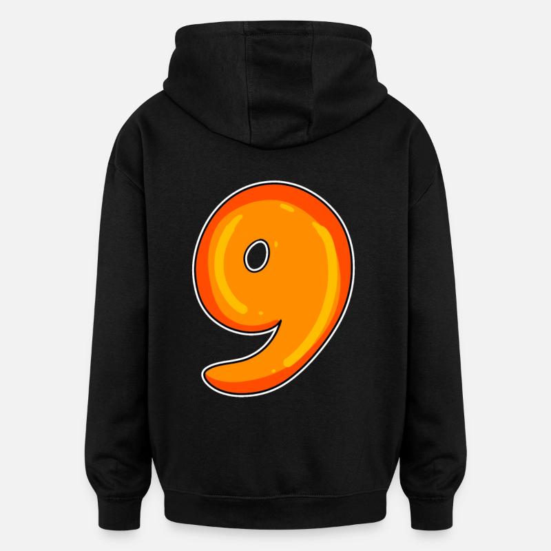 Nine - 9 Motif - Oversized Unisex Hoodie - black